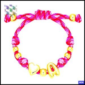 14K Gold Plated Initial Bracelet Adjustable Rope Chain Minimalist Personalized